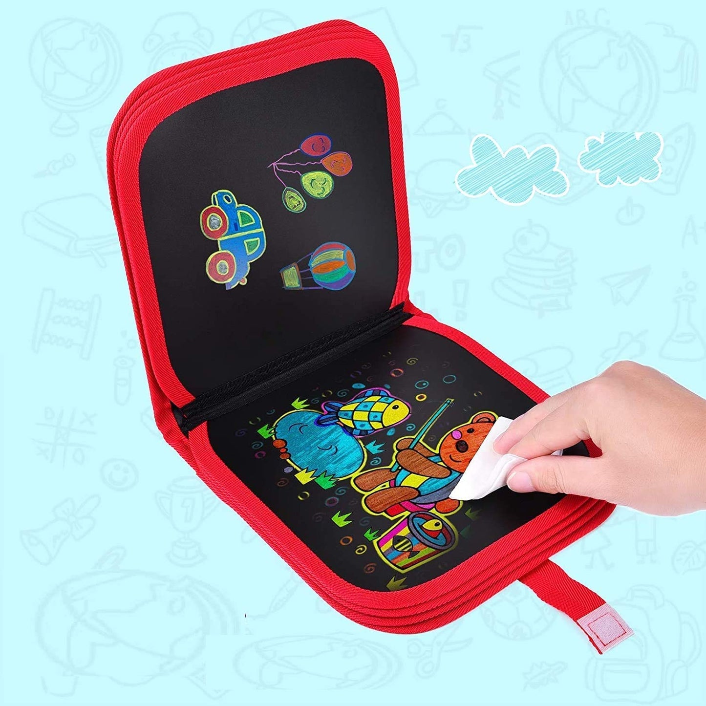 Magic Book for Kids Toddlers | Activity Toys Reusable Drawing Pads with Watercolor Pens (6 pages)