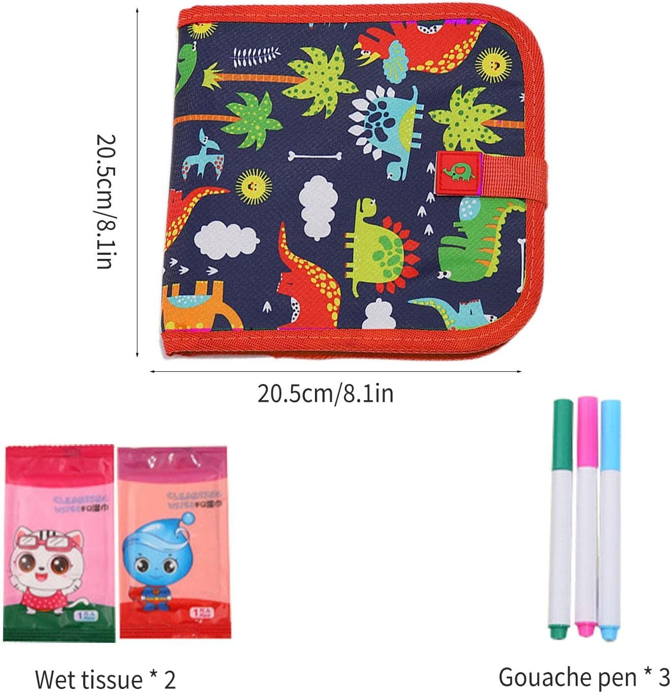 Magic Book for Kids Toddlers | Activity Toys Reusable Drawing Pads with Watercolor Pens (6 pages)