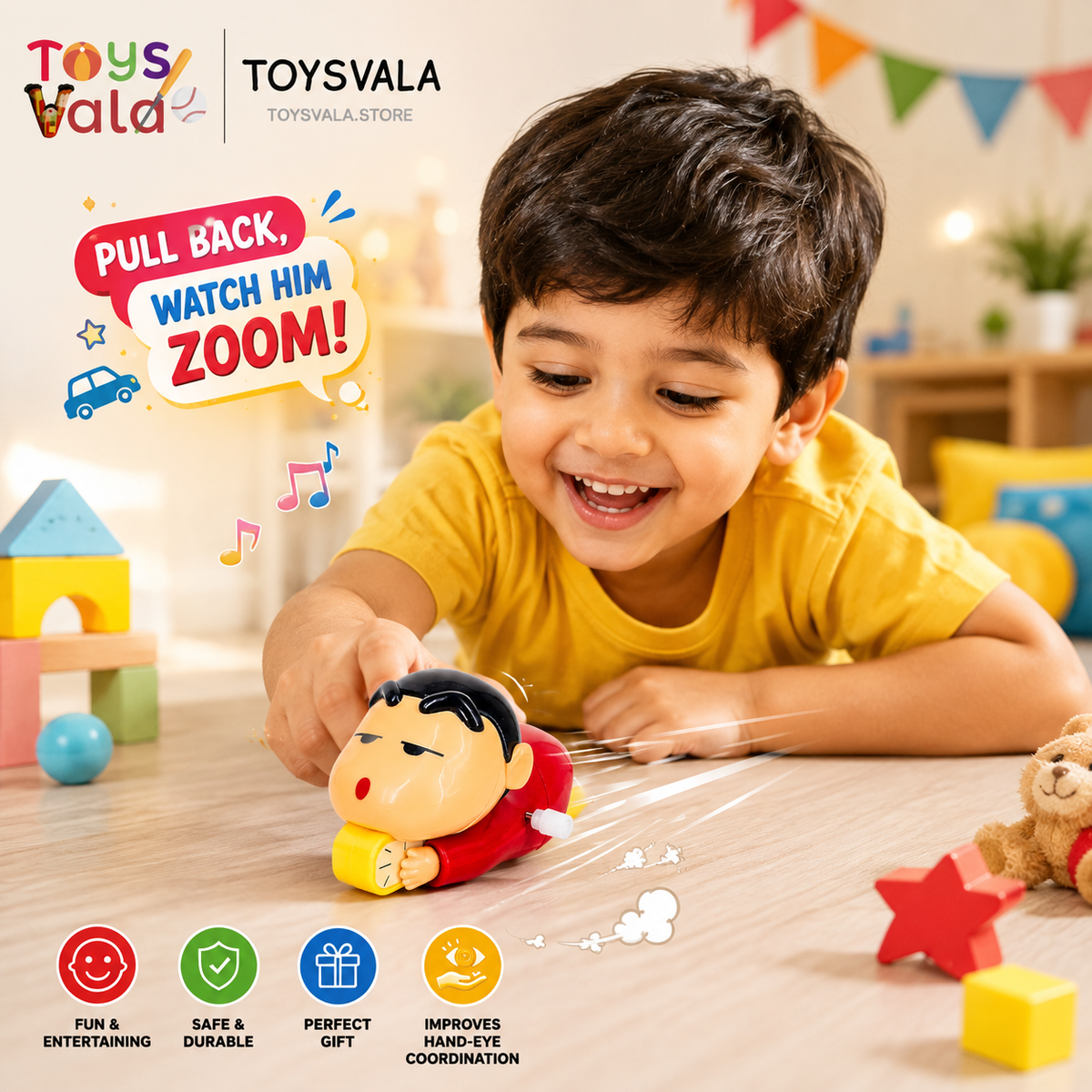Shinchan Toy for Kids, Crawling Shinchan Action Figure Movable Toy for Babies, Key Operated Wind Up Toys for Kids