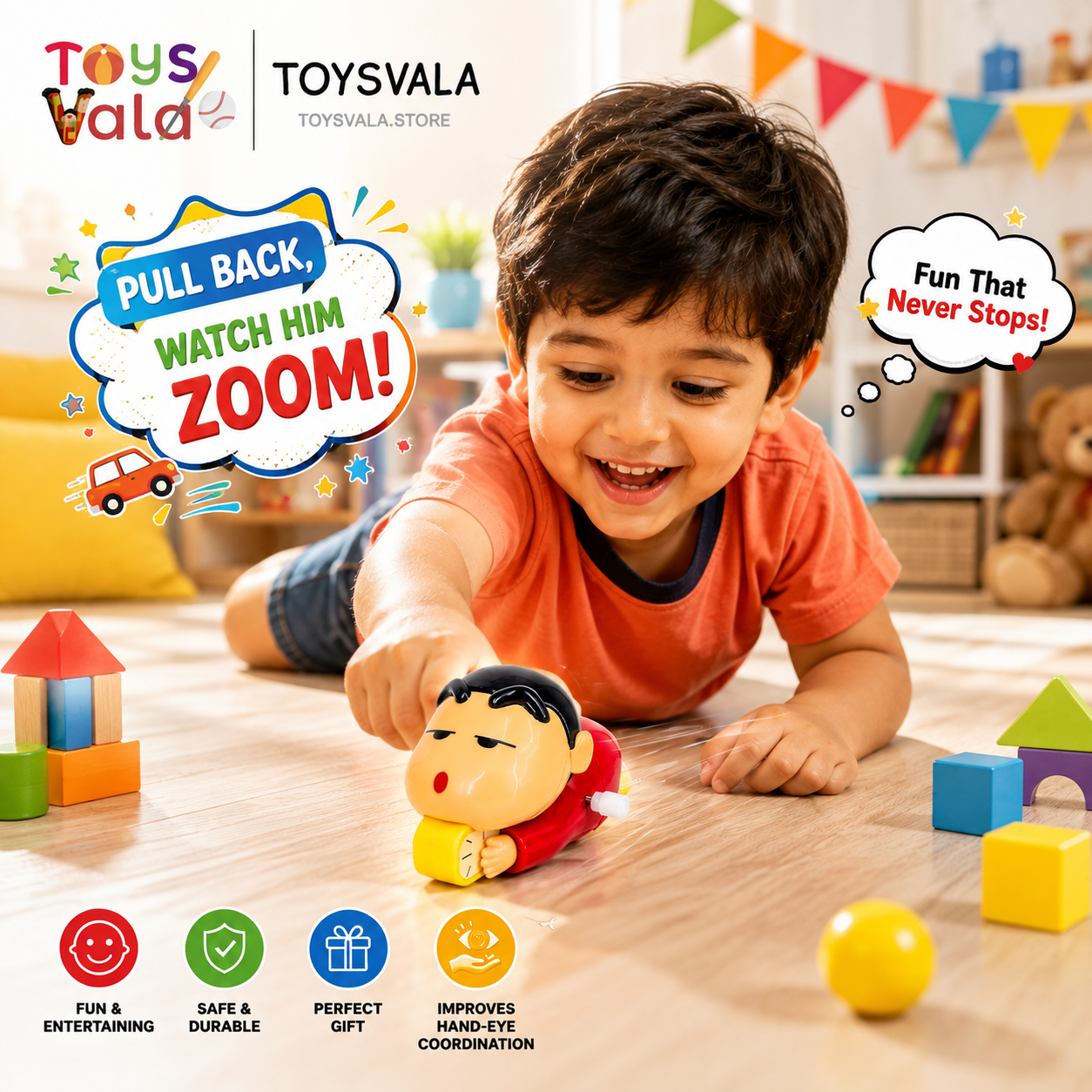 Shinchan Toy for Kids, Crawling Shinchan Action Figure Movable Toy for Babies, Key Operated Wind Up Toys for Kids
