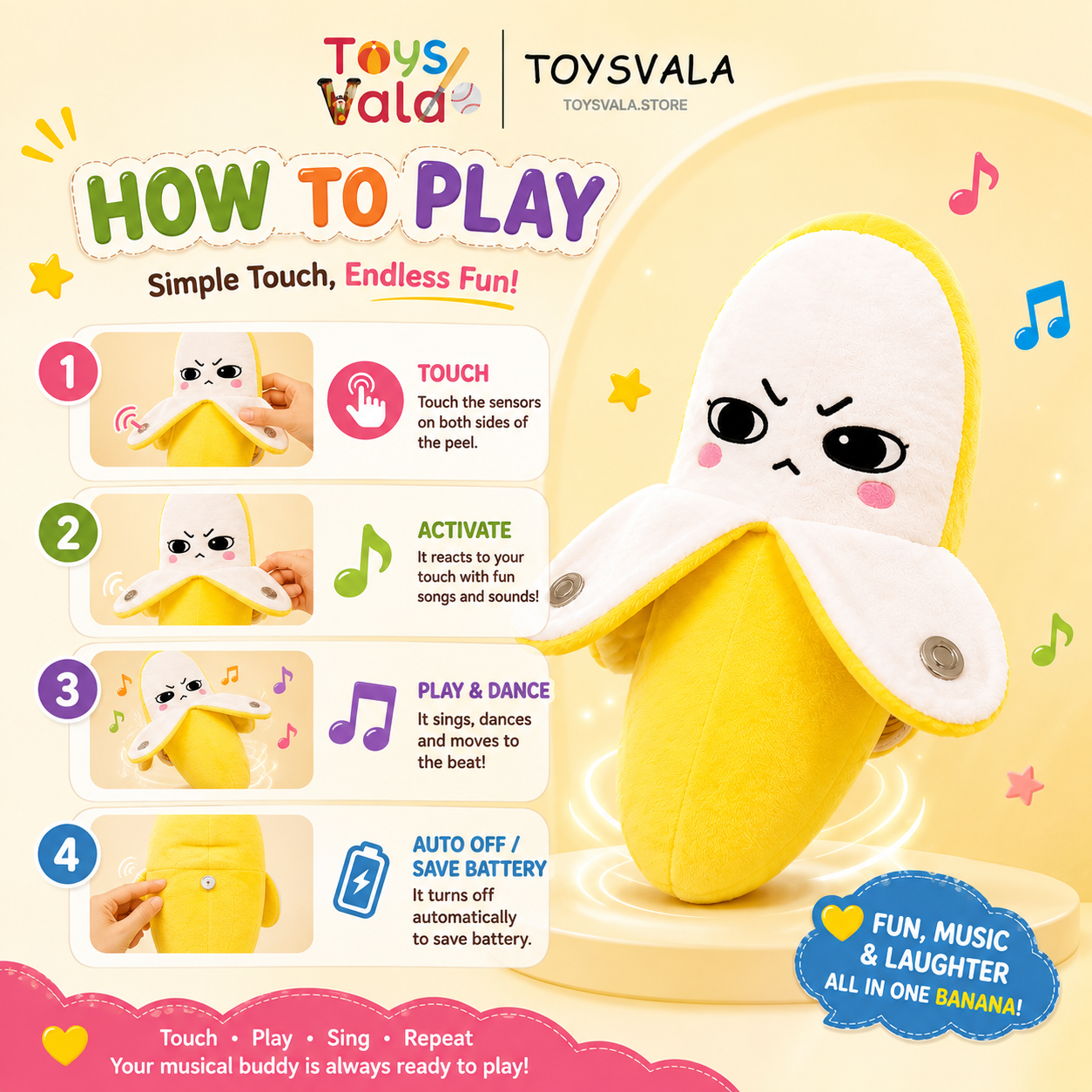Banana Touch Sensitive Beat Sensing Musical Toy